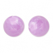 Perles acryliques 16 mm rond Violet lavande-marbr&eacute;