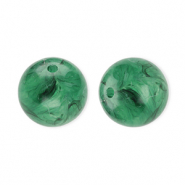 Perles acryliques 12 mm rond Vert fonce-marbré