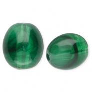 Perles acryliques ovale Vert fonce-marbré