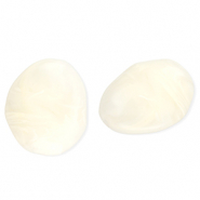 Perles acryliques en forme d'&oelig;uf Blanc cass&eacute;-marbr&eacute;