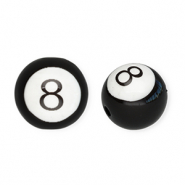 Perles acryliques 16 mm rond boule de billard 8 Noir-blanc