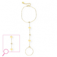 Bracelets en acier Inox c&oelig;urs Dor&eacute;-cristal