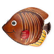 Porte monnaie en cuir poisson Marron-beige sable-noir-blanc