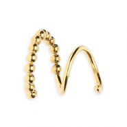 BY31® Boucles d'oreilles en acier Inox en spirale, double faux percing, sans fermoir boules Doré