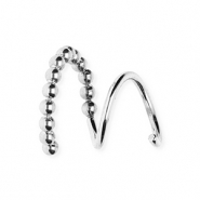 BY31® Boucles d'oreilles en acier Inox en spirale, double faux percing, sans fermoir boules Argenté