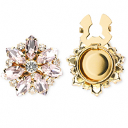 Métal TQ laiton cache-boutons fleur Doré-rose clair-cristal