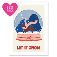 Cartes &agrave; bijoux "Let it snow" Blanc cass&eacute;-rouge-bleu