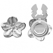 Cache-boutons en acier Inox fleur Argent&eacute;