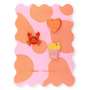 BY31® Pins "Fuck this" / "Oh crab" / "Fri yay" sur la carte Orange-rose multicolore-rouge-jaune
