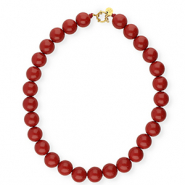BY31&reg; Colliers en perles acryliques 16mm brillant Salsa rouge 18-1657 TCX-dor&eacute;