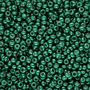 Perles de rocailles 8/0 (3 mm) Vert sarcelle brillance m&eacute;tallique