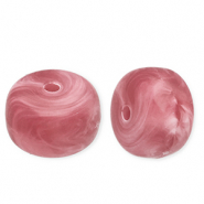 Perles acryliques disque Rose chaud-marbré