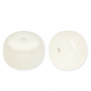 Perles acryliques disque Blanc cassé-marbré
