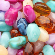 Perles acryliques rectangle Multicolore-marbré