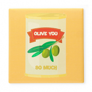 BY31&reg; Carreau avec texte "Olive you so much" Jaune-vert-rouge-blanc cass&eacute;