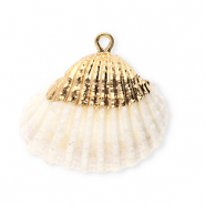Pendentifs coquillage specials coque Blanc cr&egrave;me-dor&eacute;