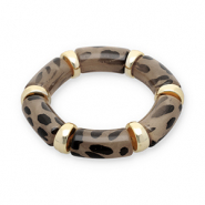 Bracelets en résine avec imprimé léopard Doré-transparent marron ambre clair-noir
