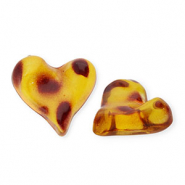 Cabochons acryliques coeur avec imprim&eacute; l&eacute;opard Marron ambre