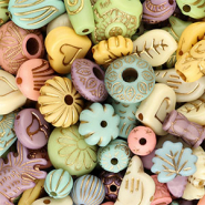 Perles acryliques mix Multicolore-dor&eacute;