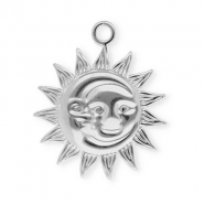 Breloques en acier Inox soleil & lune Argent&eacute;