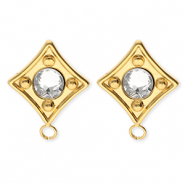 BY31&reg; Appr&ecirc;ts en acier Inox boucles d'oreilles&nbsp;/&nbsp;puces d&rsquo;oreilles losange avec cristal avec anneau Dor&eacute;-cristal