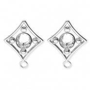 BY31&reg; Appr&ecirc;ts en acier Inox boucles d'oreilles&nbsp;/&nbsp;puces d&rsquo;oreilles losange avec cristal avec anneau Argent&eacute;-cristal