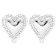 BY31&reg; Appr&ecirc;ts en acier Inox boucles d'oreilles&nbsp;/&nbsp;puces d&rsquo;oreilles coeur avec anneau Argent&eacute;