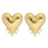 BY31&reg; Appr&ecirc;ts en acier Inox boucles d'oreilles&nbsp;/&nbsp;puces d&rsquo;oreilles coeur avec 5 anneaux Dor&eacute;