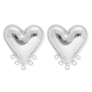 BY31&reg; Appr&ecirc;ts en acier Inox boucles d'oreilles&nbsp;/&nbsp;puces d&rsquo;oreilles coeur avec 5 anneaux Argent&eacute;