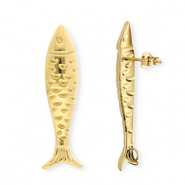 BY31&reg; Appr&ecirc;ts en acier Inox boucles d'oreilles&nbsp;/&nbsp;puces d&rsquo;oreilles poisson avec anneau Dor&eacute;