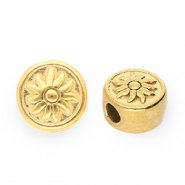 Perles en acier Inox disque avec soleil Dor&eacute;