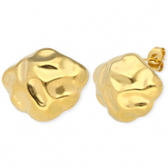 Appr&ecirc;ts en acier Inox boucles d'oreilles / puces d&rsquo;oreilles irr&eacute;gulier avec anneau Dor&eacute;