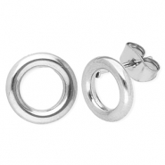 Boucles d'oreilles puces en acier Inox  rond Argent&eacute;