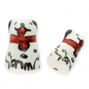 Perles en c&eacute;ramique chien Blanc-rouge-noir