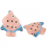 Perles en c&eacute;ramique poisson Rose vintage-bleu-noir