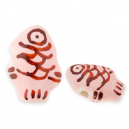 Perles en c&eacute;ramique poisson Rose clair-rouge rouille