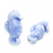 Perles en c&eacute;ramique hippocampe Bleu