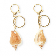 Porte-clés coquille Marron clair-doré