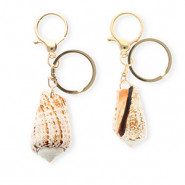 Porte-clés coquille Blanc cassé-doré