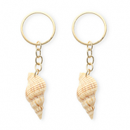 Porte-clés coquille Marron beige-doré