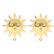 BY31&reg; Appr&ecirc;ts en acier Inox boucles d'oreilles&nbsp;/&nbsp;puces d&rsquo;oreilles soleil avec visage avec anneau Dor&eacute;