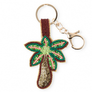Porte-cl&eacute;s palmier Dor&eacute;-marron-vert