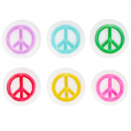 Perles lettres acryliques signe de paix Multicolore-blanc