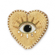 Porte monnaie coeur avec Oeil porte-bonheur Dor&eacute;-blanc-noir