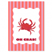 BY31&reg; Cartes &agrave; bijoux "Oh crab!" Rouge-rose-blanc