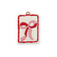 Breloques en tissu faites main n&oelig;ud Blanc-rose-rouge-dor&eacute;