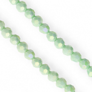 Perles &agrave; facettes rondes 6&nbsp;mm Vert clair-AB coating