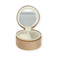 Boîte à bijoux de voyage avec miroir rond Marron
