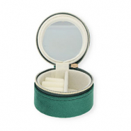 Boîte à bijoux de voyage avec miroir rond Vert émeraude