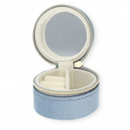 Boîte à bijoux de voyage avec miroir rond Gris bleu